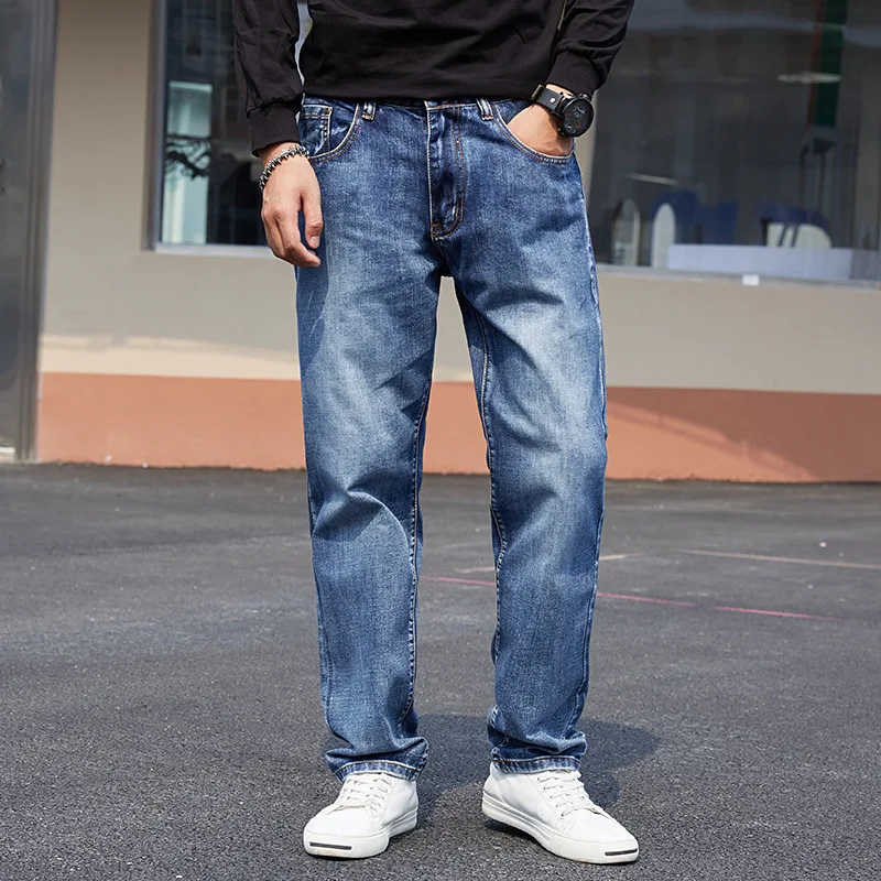 

Fertilizer increased leisure men's big yards straight jeans han edition joker torre wide-legged pants trousers