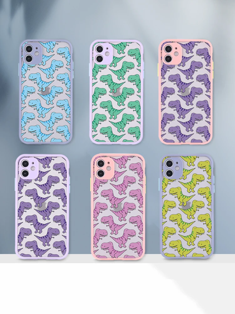 

Cute Colorful Dinosaur Matte Camera Protection Phone Cases For Xiaomi Mi 8 9T Redmi Note7 Pro Note8 Note9 Note10 Pro PC Cover