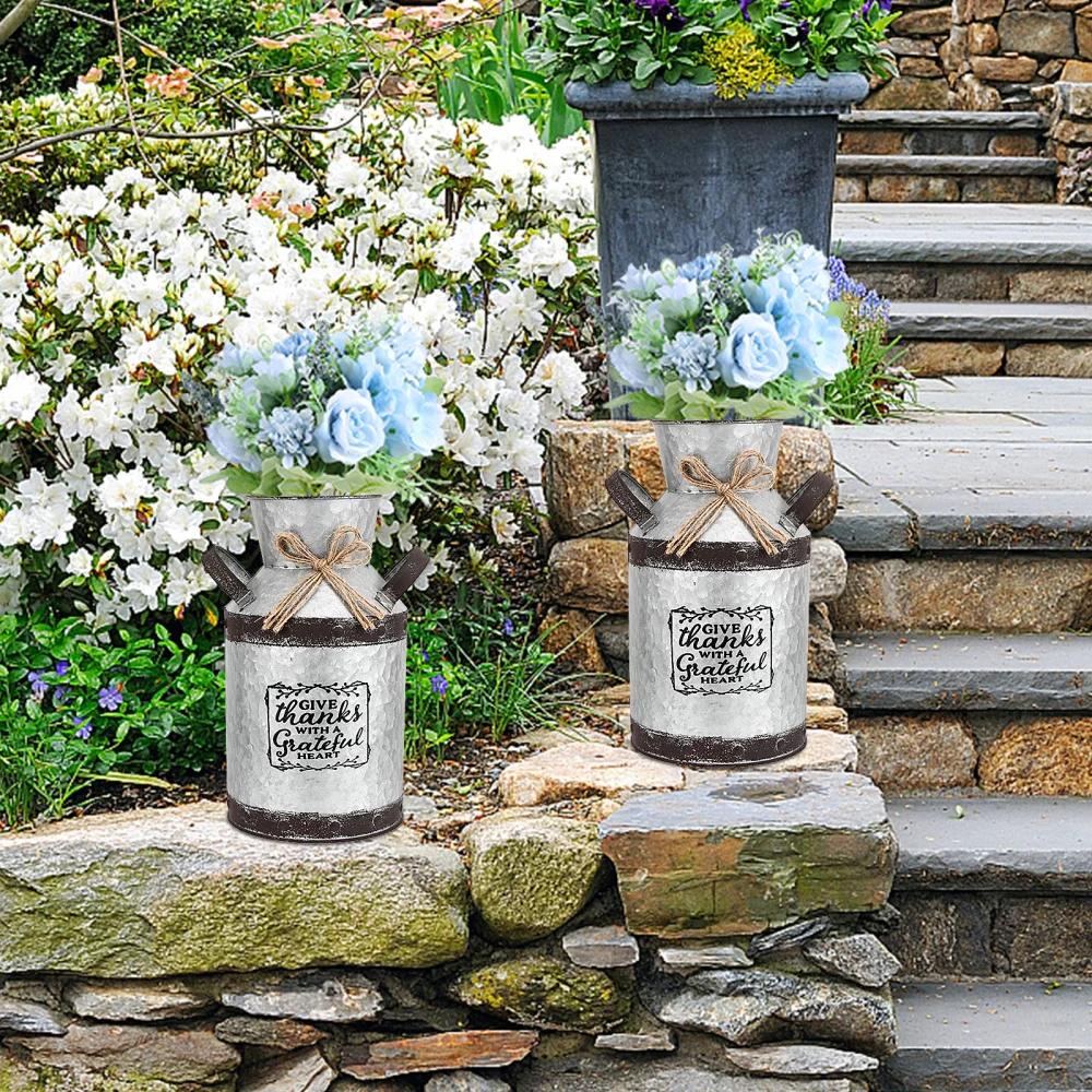 

1Pc Vintage Flower Buckets Decorative Flower Holder with Handle for Garden