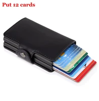 men rfid wallet metal case aluminum double box leather credit card holders for women slim anti protect travel id cardholder
