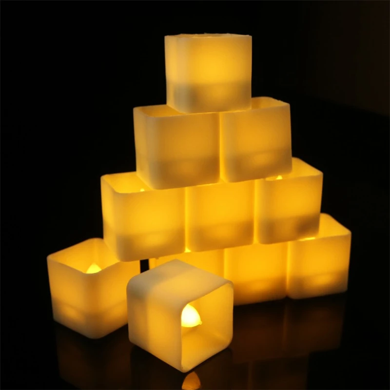 12 Светодиодный беспламенный свечи Tealight с таймером электрические мерцающие на