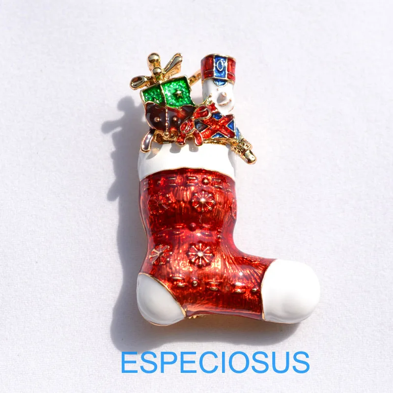 Christmas Sock Элегантная булавка Золотой Рождественский елочный женский подарок Рождественская одежда нагрудная булавка аксессуары ювелирные изделия окрашенные Брошь Стразы - Окраска металла: Christmas Sock