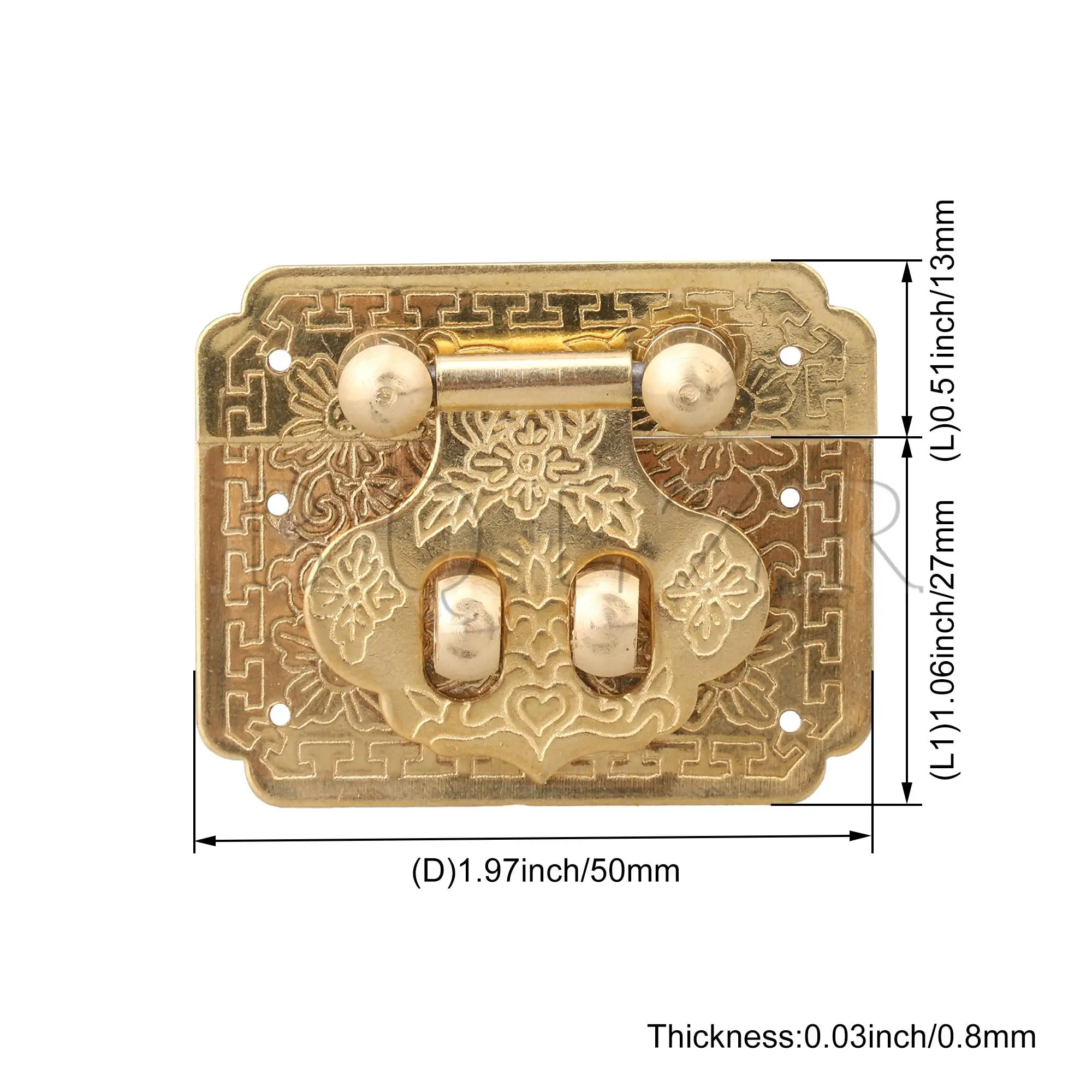 

BQLZR 5x4x0.08cm Hinge and Latch Brass Buckle with 6 Screws for Jewelry Box