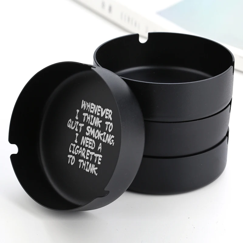 Пепельница круглая из нержавеющей стали алюминий металл черный матовый сигареты