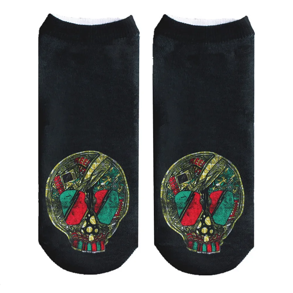 Забавные носки для женщин и мужчин на Хэллоуин из полиэстера с принтом черепа