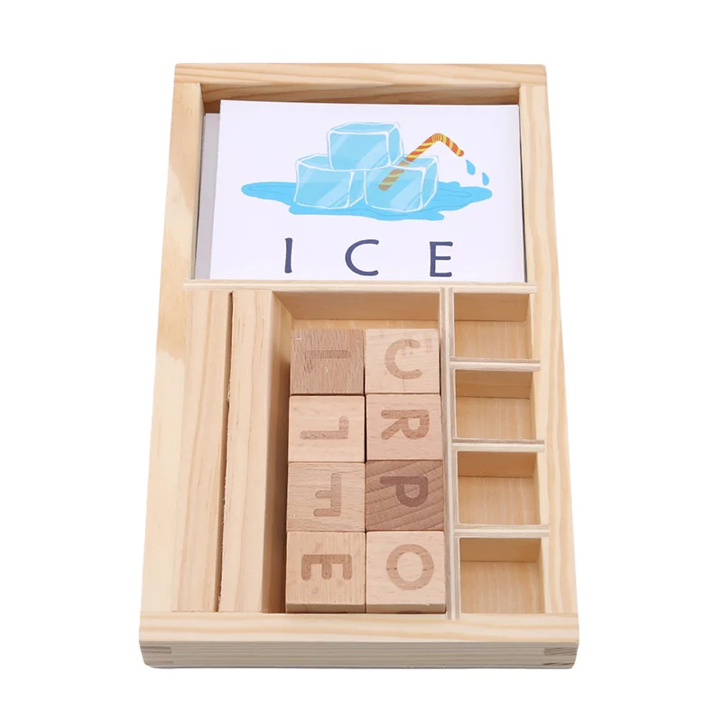 

1Set New Wooden Early Education Toys For Children Cardboard Learning English Letters Spell Game Blocks Cognitive Cards