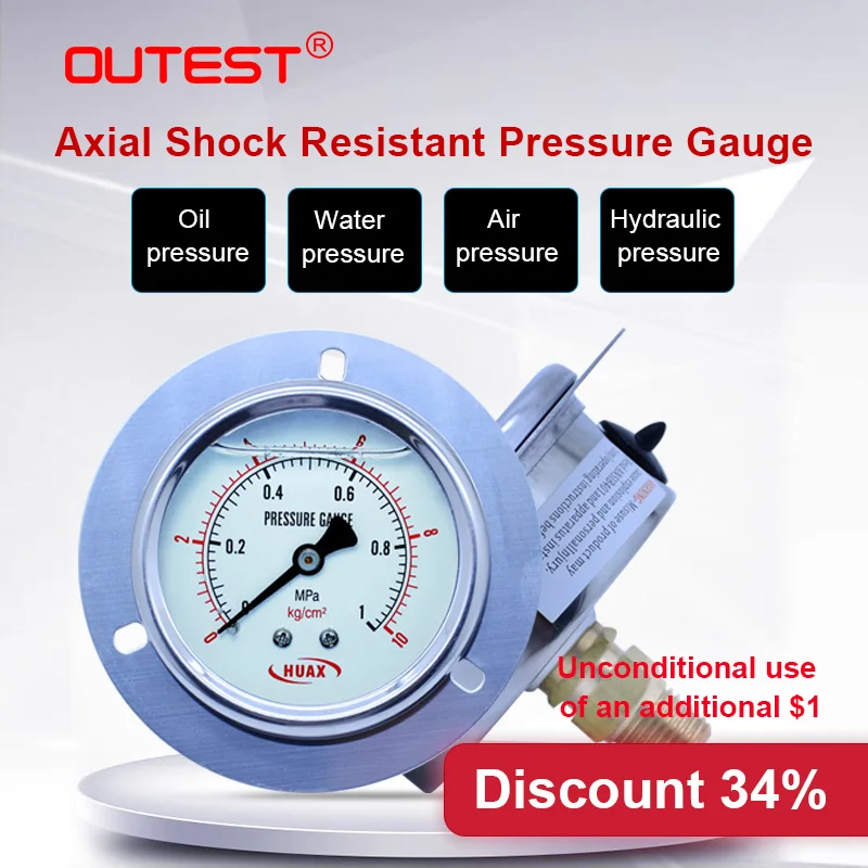 OUTEST Mini stainless steel  Air oil water Hydraulic Pressure gauge Thread G 1/4 manometer pressure gauge Double Scale