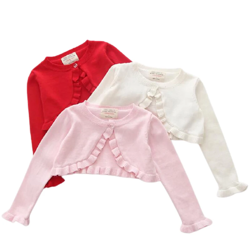 

Baby Girls Cardigan Sweater Long Sleeve White Jacket Cotton Outerwear Baby Girls Coat 1-8Y Baby Clothes Autumn Knitted Cardigan