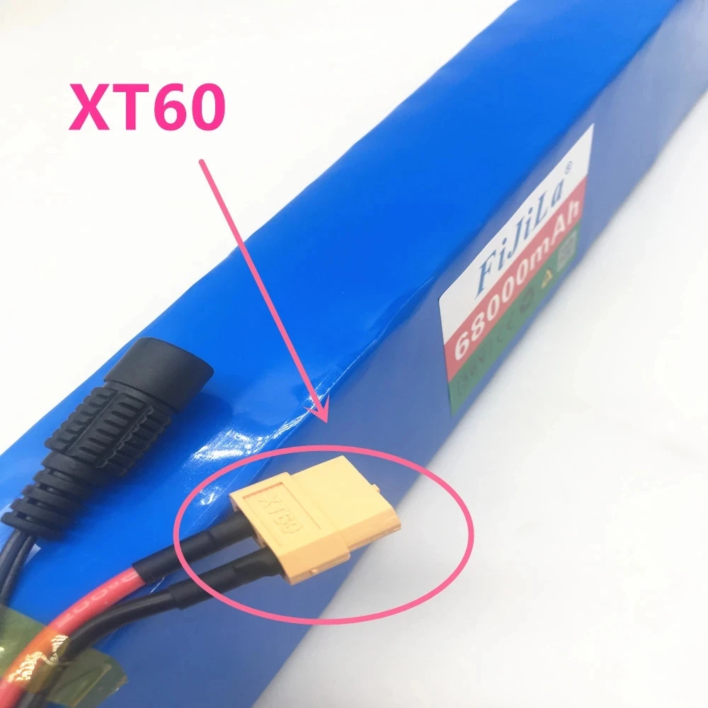 

36V Battery XT60 10S4P 68Ah 1000W high power and capacity 42V18650 lithium battery ebike bicycle motor scooter 20A BMS +1Charger