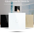 Новейший сенсорный смарт-переключатель европейского стандарта, 1, 2, 3 клавиши, 1 канал, настенный контроллер света, домашний Европейский сенсорный настенный переключатель со стеклянной панелью