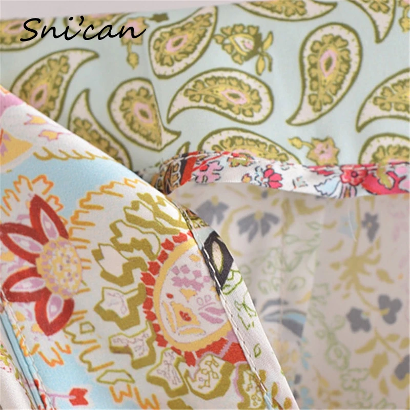 Юбка-миди Асимметричная составного кроя с узлами высокой талией и Пейсли-принтом