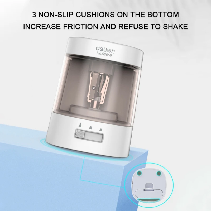 

Deli Electric Pencil Sharpener USB rechargeable, number of gears adapts to different nib thickness 65*75*80mm X