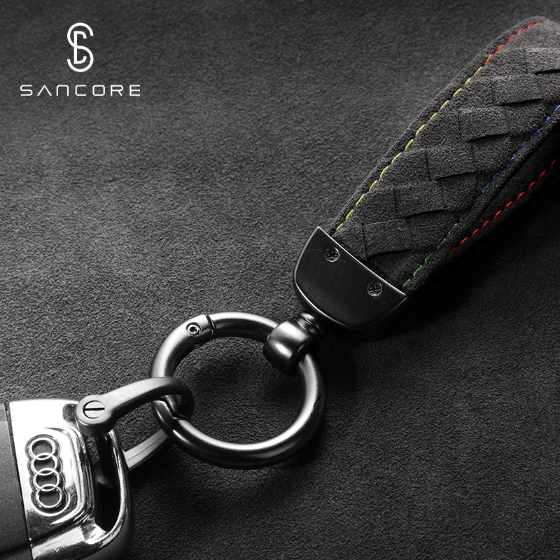 SanCore деловой стиль Алькантара автомобильный брелок для ключей ремешки 5 цветов