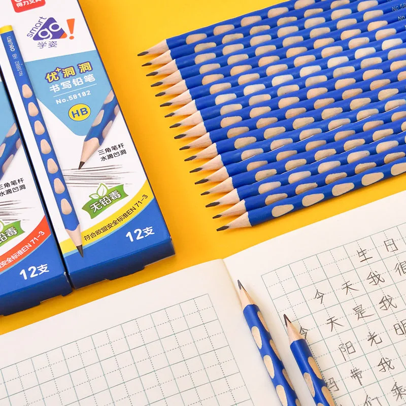 

12Pcs/Box Sketch Charcoal Triangle Rod Children's Correction Grip Hole Pencil Exam Equipment Required for Students Art Supplies