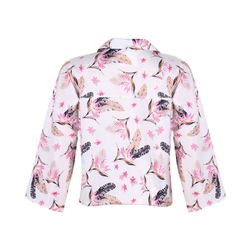 

Fashion Print Blouse for Women Single-breasted Summer Lapels Short-sleeve Shirts Women Casual Loose Tops