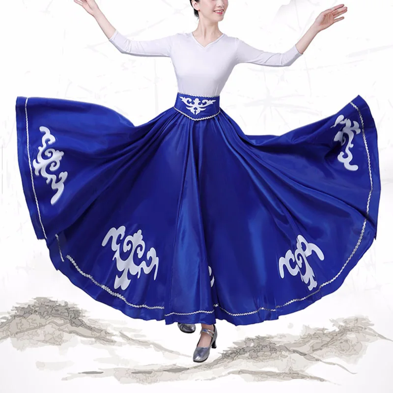 Лето 2020 Белый Синий Красный шифон для танцев большие качели женские длинные