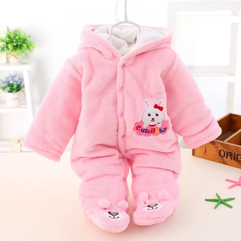 

Baby Rompers Long Sleev Newborn Hooded Coat Super Soft Warm Winter Fleece inside Footed Baby Outfit Jumpsuit