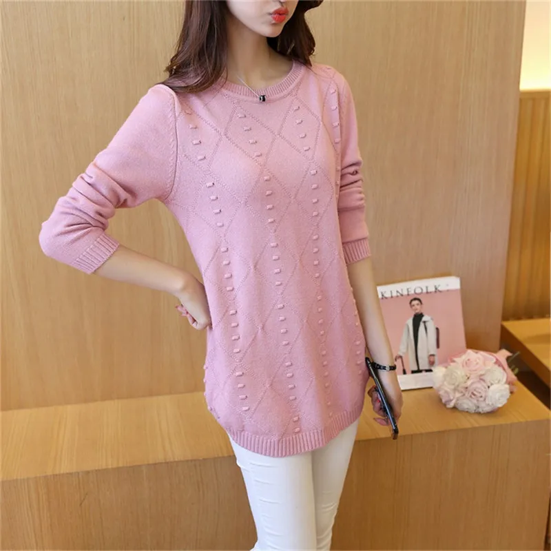 

Korean version loosenew autumn winter Hot selling women's fashion casual warm nice Sweater Long round neck base coatHed ging2XL