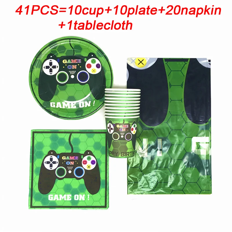 Зеленый игровую тематику вечерние набор одноразовой посуды Видео игровой