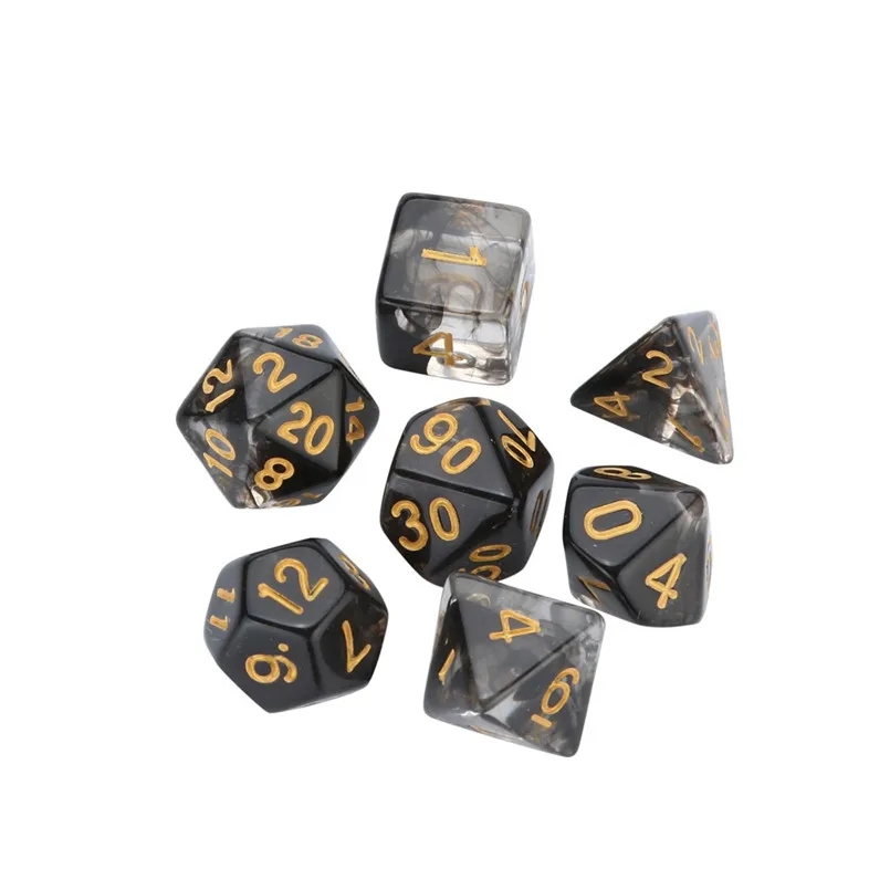 black dice set 7 шт. наборы с 20 игральных кубиков dnd Набор Игральных кубиков TRPG вечерние любителей игр dados de rpg polydice dobbelstenen d20 30A20 - Цвет: black dice set