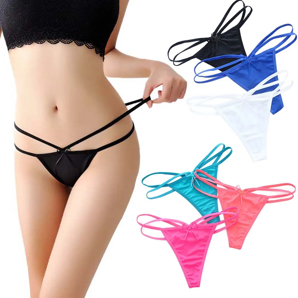 

Women's Low Rise Double String Thong Sexy Underwear Panties Stretch No Show G-string T-back Knicker Bikini Lingerie Nightwear