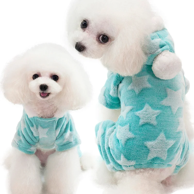 

New Dog Pajamas Jumpsuit Autumn Winter Dog Clothes Fleece Four Legs Warm Pet Clothing Outfit Small Dog Star Costume Apparel