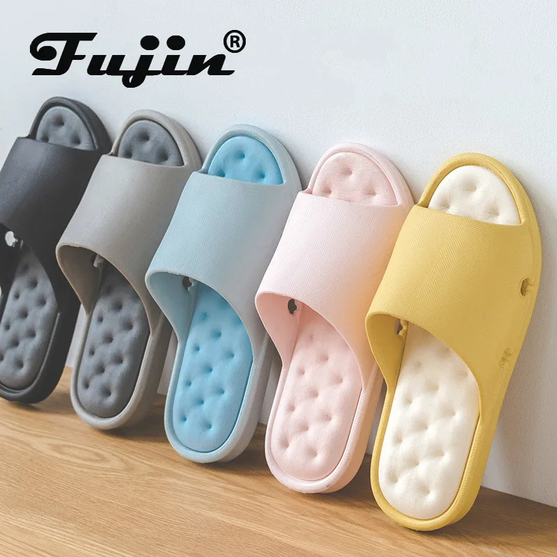 Fujin/летние модные домашние Тапочки для ванной Женские дышащие Нескользящие