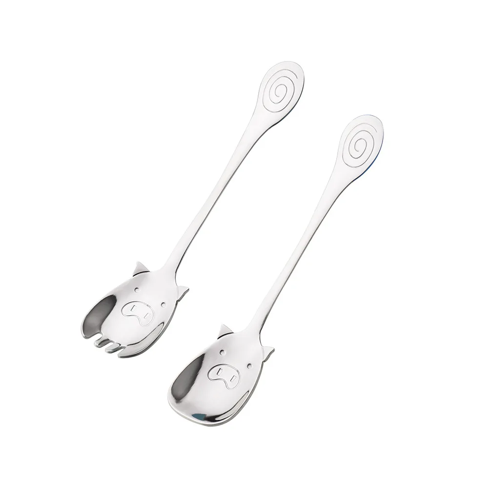 

Steel Creative Children's Spoon Cute Pig Spoon Fork Tableware Animal Spoon