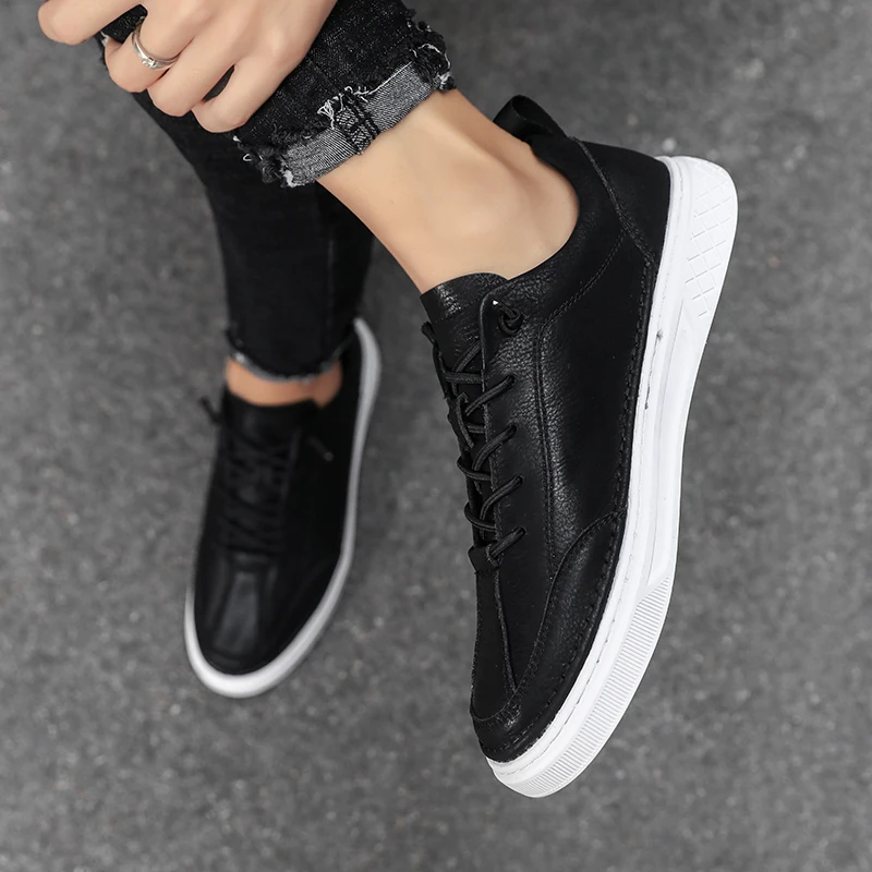 Мужские кеды из натуральной кожи роскошные Брендовые повседневные кроссовки