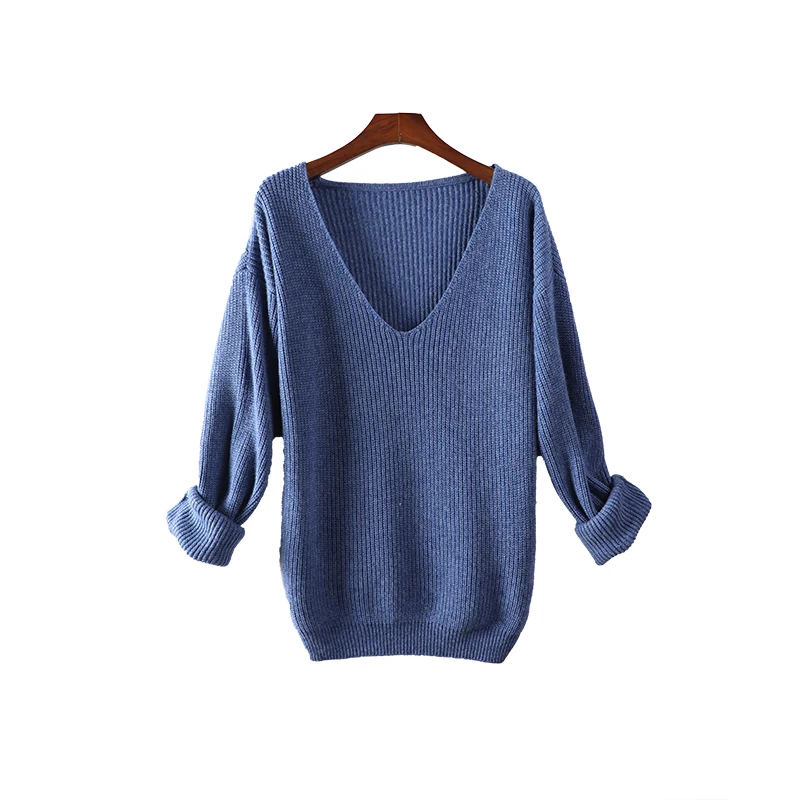 

Oversize Sweater Women V-Neck Cashmere Wool Autumn Winter Long Sweater Loose Soft Knit Jumper Female Pullover Sexy Sweater Dress