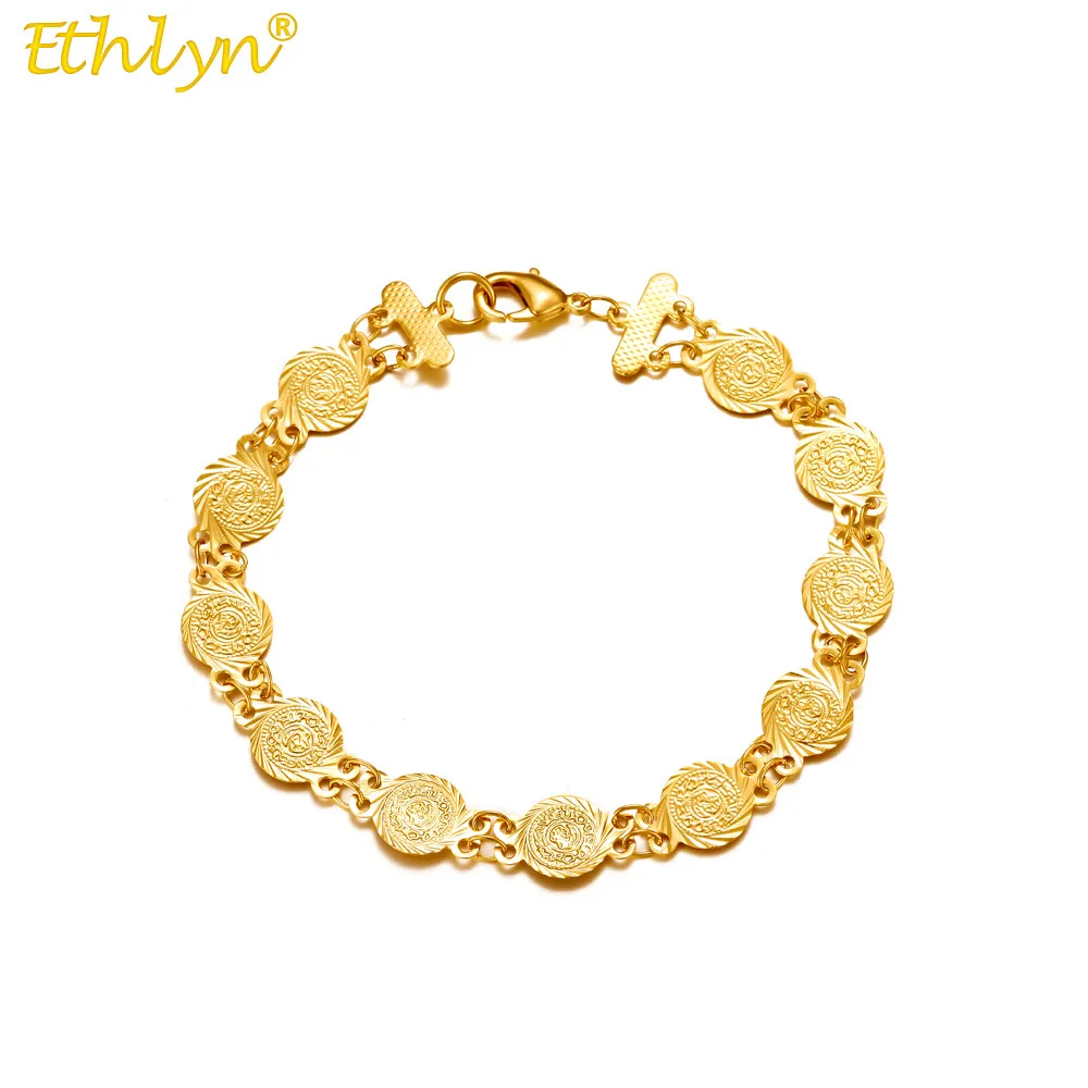 

Золотистые Яркие Браслеты для женщин и девушек, браслет с монетами, исламский мусульманский арабский яркий Африканский подарок MY344