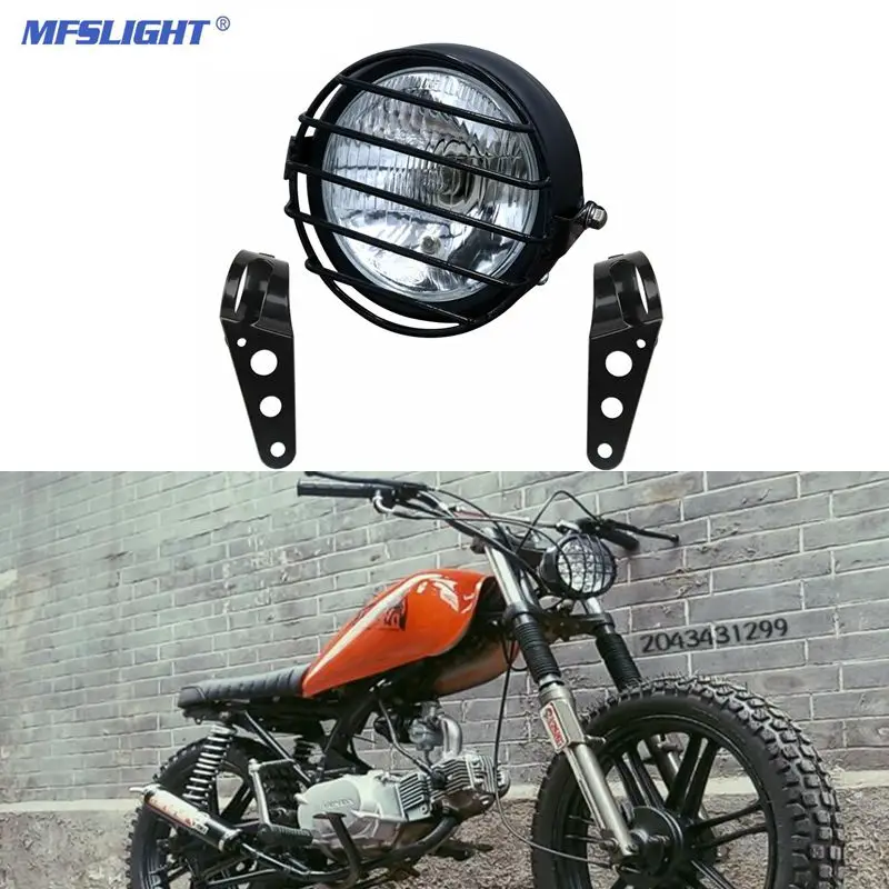 6.5 Inch retro Motorcycle LED Headlight Bracket Protector Cover Fog Light head lights Head Lamps for Harley Honda Cafe Racer |