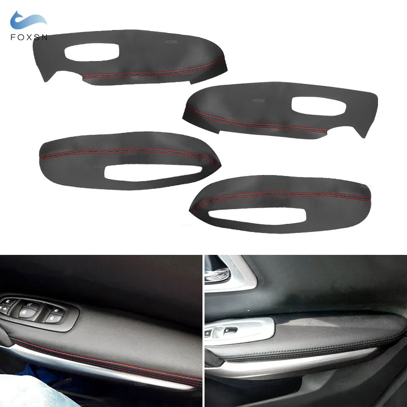 Car-styling Microfiber Leather Interior Door Armrest Panel Cover Trim 4pcs with Mount Fittings For Renault Kadjar 2016 2017 2018 |
