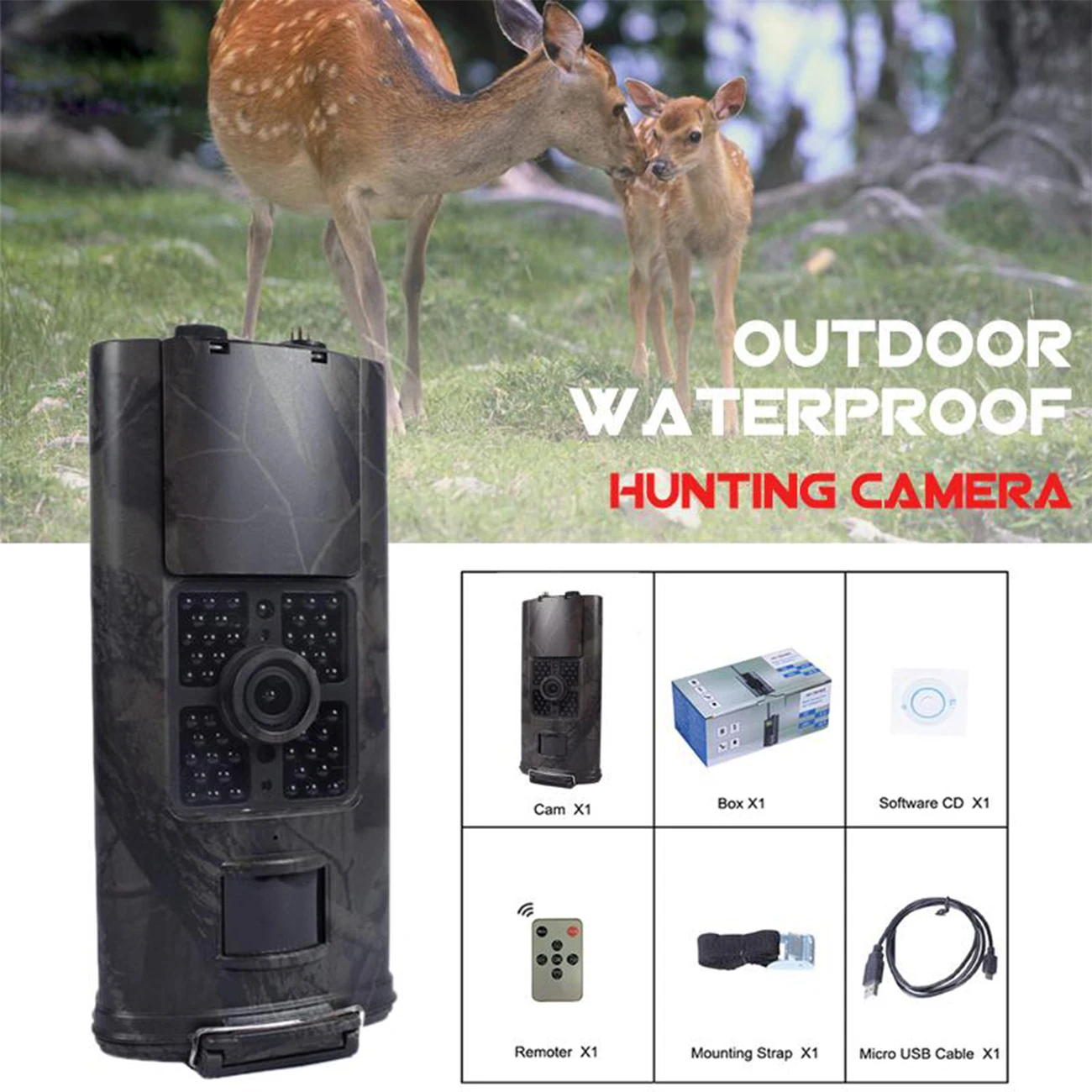 

HC700M Cellular Hunting Camera 2G GSM MMS SMS SMTP Trail Camera Mobile 16MP Night Vision Wireless Wildlife Surveillance