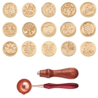 wax seal stamp set 6 8pcs sealing wax stamping heads 1pc wood handle 1pc wax melting spoon for cards envelopes scrapbooks