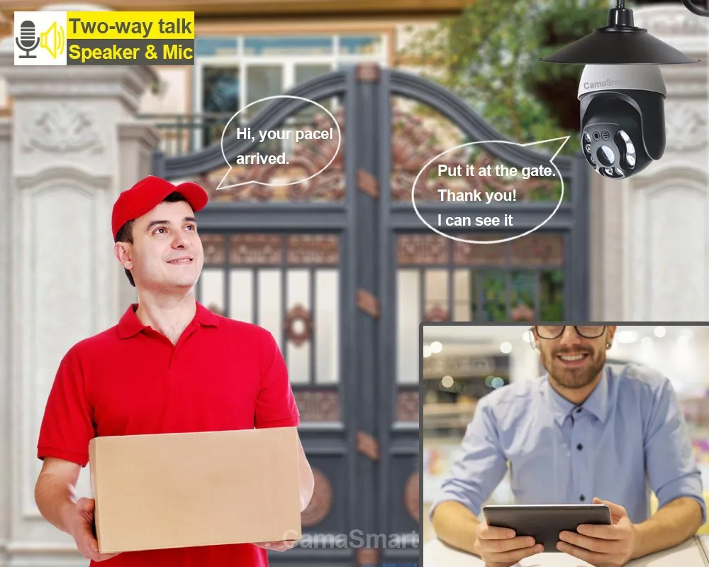 Уличная лампа-камера 3MP1080P Smart Life с Wi-Fi IP PTZ ИК-подсветкой ночным видением для