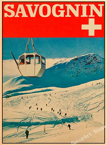 Искусство катания на лыжах в Австралии Франции холст живопись катание винтажные