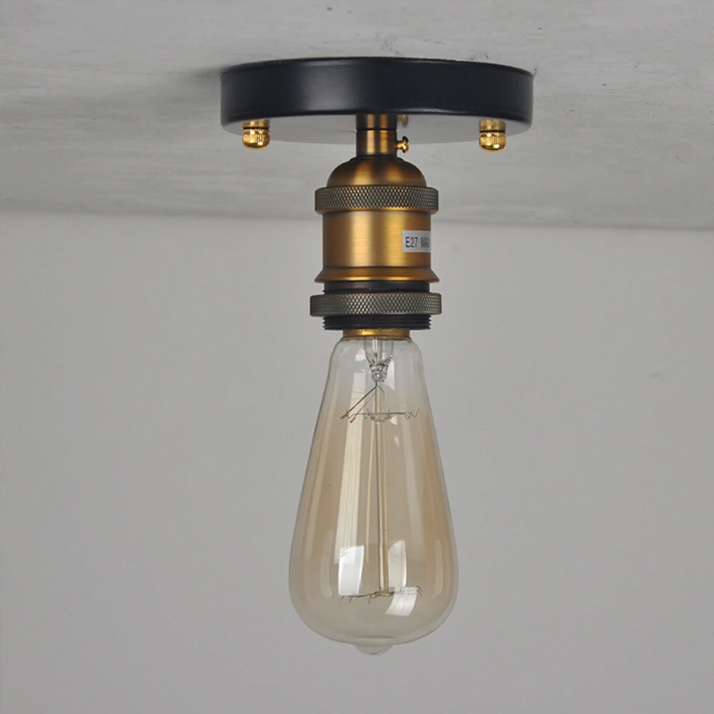 

E27 Living Room Bedroom Cafe Semi-Flush Mount Hotel Industrial Decoration Ceiling Light Home Hallway Copper Head Loft Durable