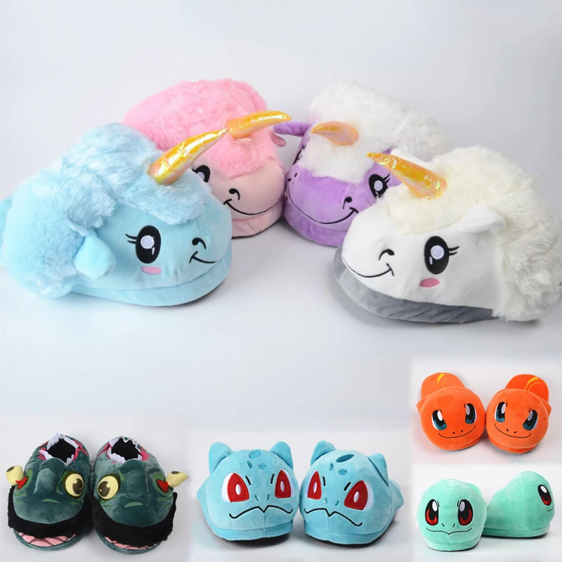 Тапочки с животными Мягкие теплые тапочки на зиму для мужчин и женщин Детские