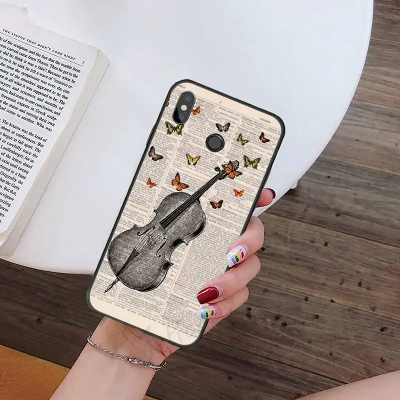

Violin piano papaer Phone Cases For Xiaomi Redmi 7 9t 9se k20 mi8 max3 lite 9 note 8 9s 10 pro Soft Silicone Shell Cover Funda