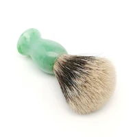 teyo emerald green pattern resin handletwo band silvertip finest badger hair shaving brush for razor
