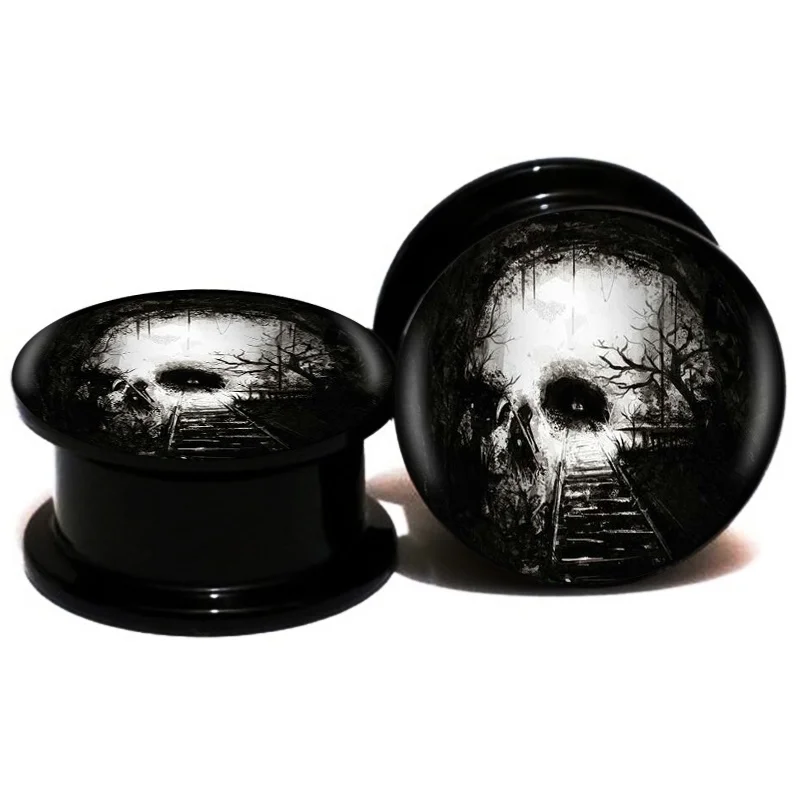 2 шт./лот заглушка для ушей и туннель в виде черепа растягиватель пирсинга 6 мм 25 с