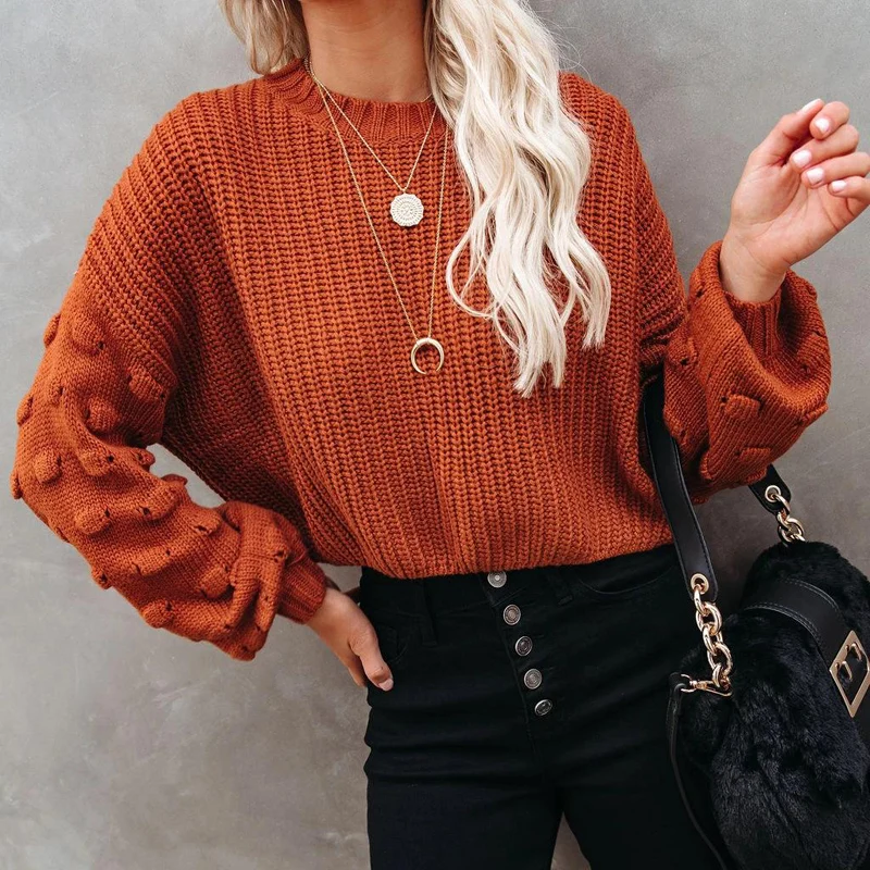 

Women Knitted Sweater Stylish Long Sleeve Round Neck Top Fashion Knitwear Pullovers for Shopping Daily wear