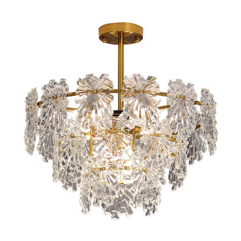 

LED Postmodern Round Oval Snowflake Glass Ceiling Chandelier Hanging Indoor Lighting Lustre Luminaire Lampen For Dinning Room