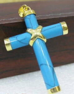

Jew2216 Exquisite Turquoise 18KGP Cross Christmas Pendant & Necklace