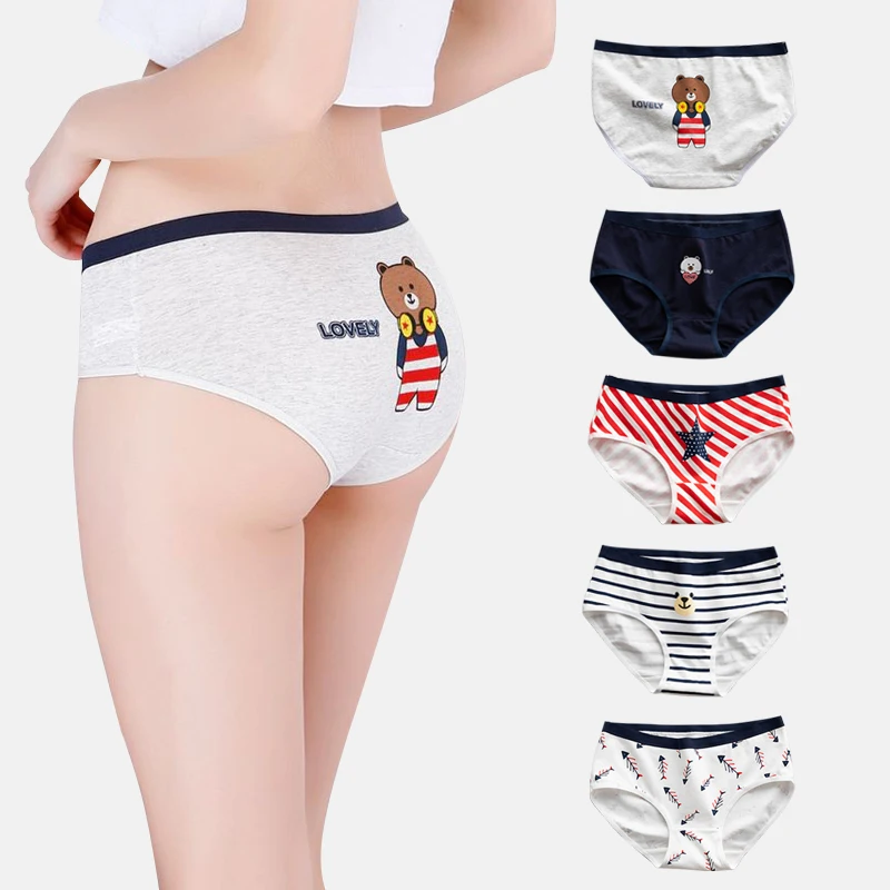 Женские трусы с рисунком милого медведя нижнее белье трусики боксеры для девочек