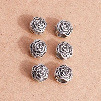 15pcs tibetan silver color alloy flower charms beads for jewelry making diy bracelets loose spacer beads handmade craft supplies