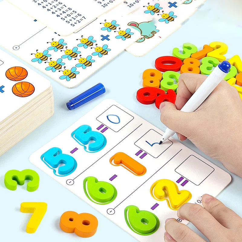 

Детские математические деревянные арифметические игрушки цифровое сопряжение когнитивных чисел карты детский сад Дошкольное образование...