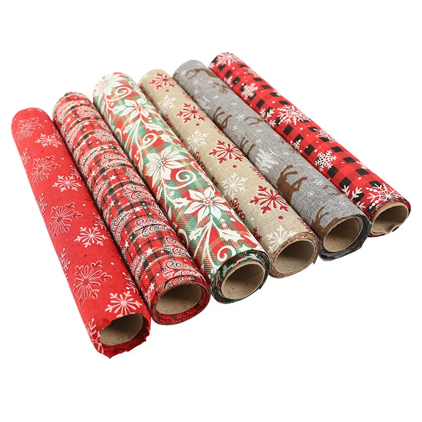 Рождественская скатерть Настольная дорожка из мешковины с цветочным принтом