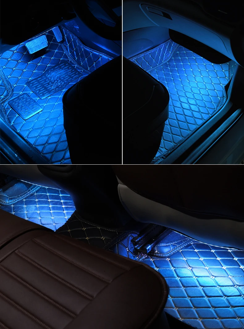 4 шт. 12 SMD дистанционное управление музыкой красочный RGB светодиодный автомобильный интерьерный напольный декоративный светильник в полоску для автомобиля